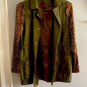 Sequin Sleeved Utility Jacket